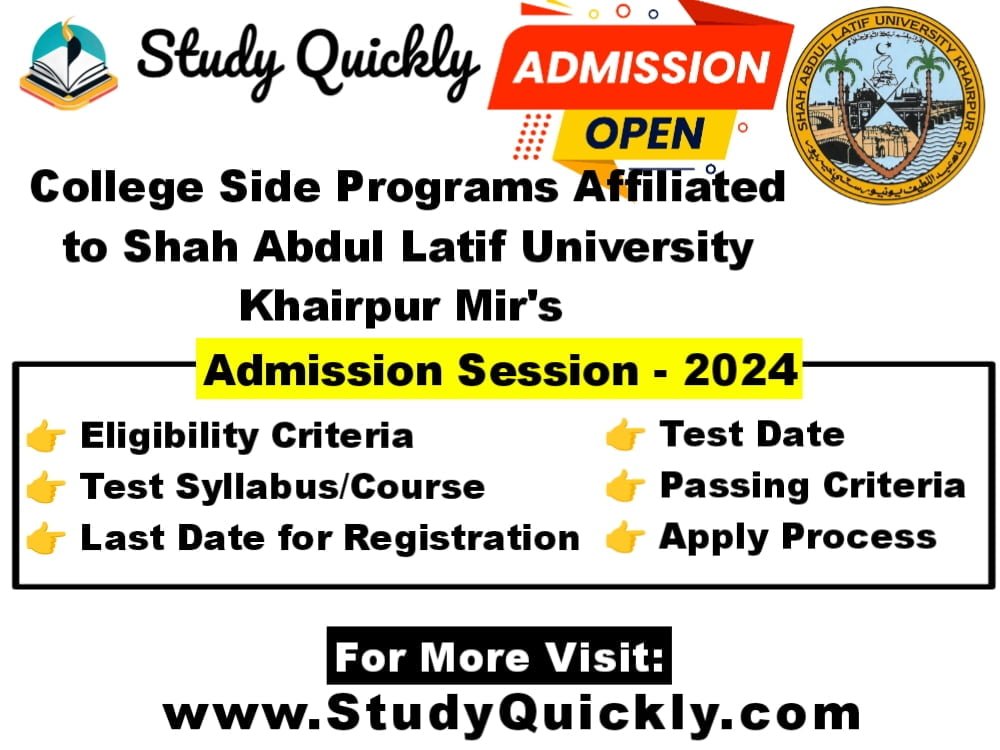 Admissions Open in College Side Programs Affiliated to Shah Abdul Latif University Khairpur Mir's - Study Quickly